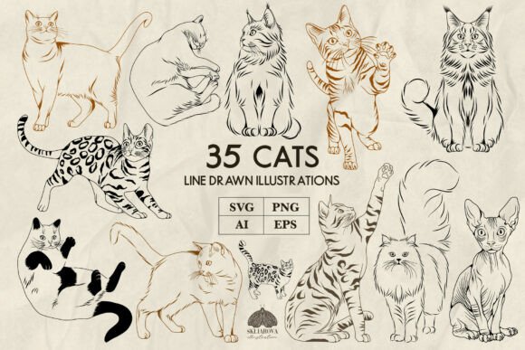 Download Cats Line Art Svg Png - Line Collection
