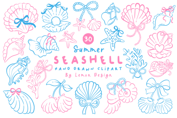 Download Summer Seashell PNG Line Art Bundle - Line Collection
