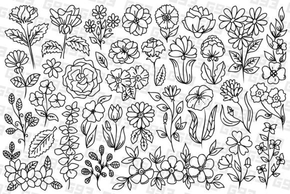 Download Line Art Flowers - Line Collection