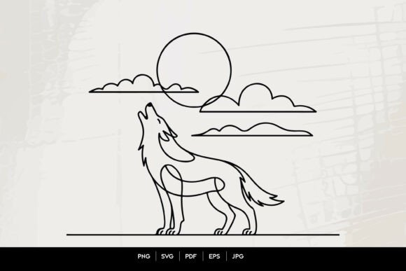 Download Howling Wolf Line Art SVG - Line Collection