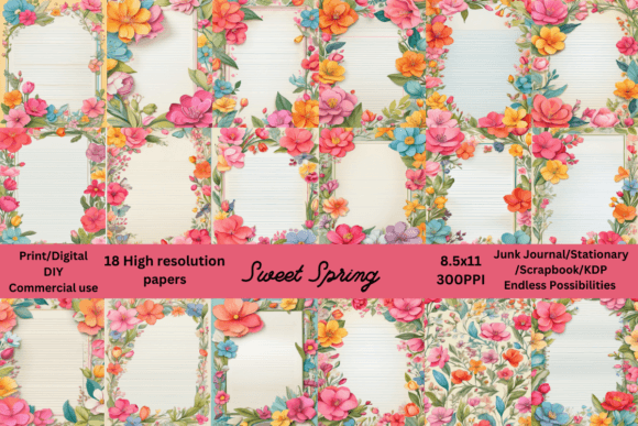 Download 18 Hi-Res Lined 8.5x11 Spring Papers - Line Collection