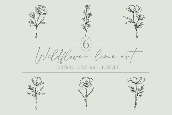 Download Flower Line Art Bundle | Floral Graphics - Line Collection