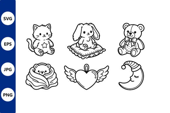 Download Cute Black and White Line Art Animal - Line Collection