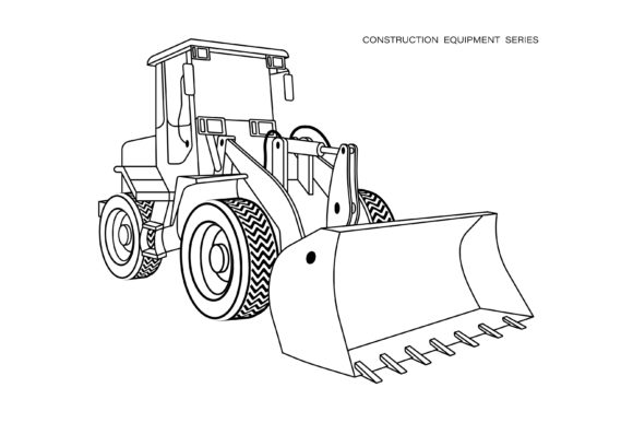 Download Children Linear Drawing Loader Bulldozer - Line Collection