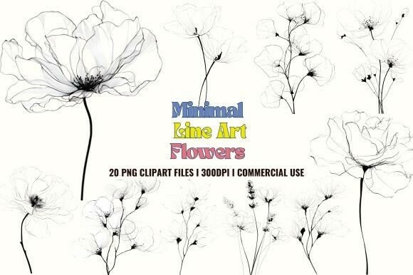 Download Minimal Line Art Flowers Clipart - Line Collection