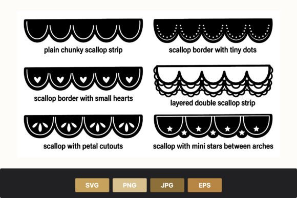 Download Black Scallop Border Strips with Stars - Border Collection