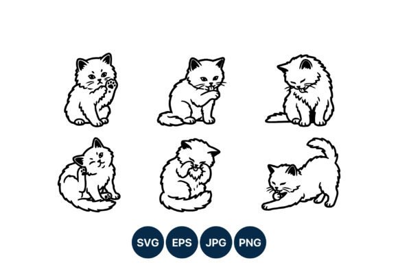 Download Cute Black and White Kitten Line Art - Line Collection