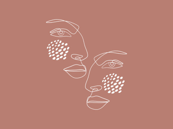 Download Abstract Line Art Woman Two Face Drawing - Line Collection