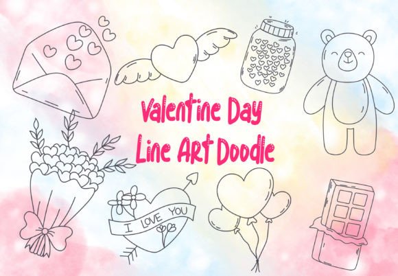Download Valentine Line Art Doodle Vol.1 - Line Collection