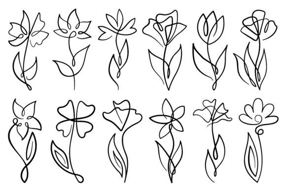 Download Line Art Flowers with Single Line - Line Collection