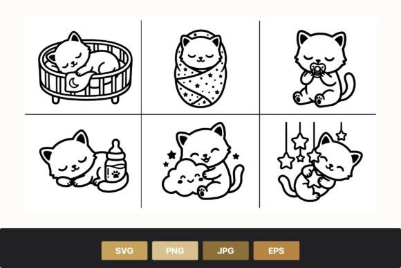 Download Cute Baby Cat Line Art - Line Collection