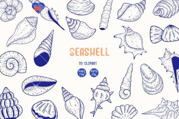 Download Seashell Clipart , 22 Blue Line Art - Line Collection