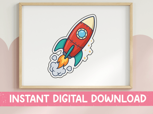 Download Retro Red Rocket Ship Sticker - Premium Resources