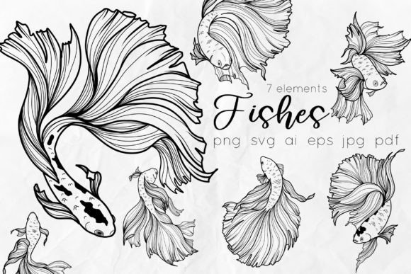 Download Fishes SVG Line Art Illustration - Line Collection
