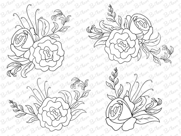 Download Line Art Flowers Arrangements - Line Collection