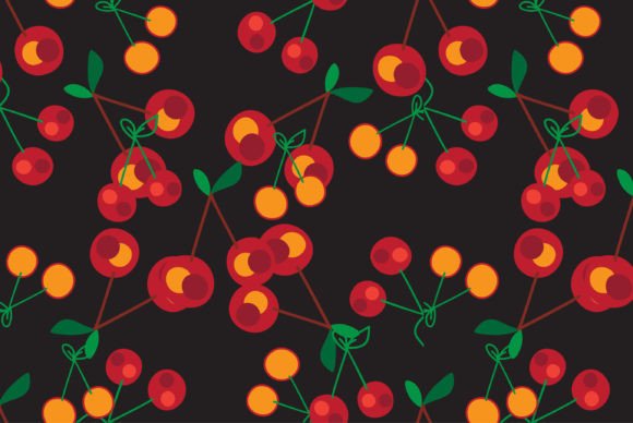 Download Cherry Seamless Pattern, Red Line Art on - Line Collection