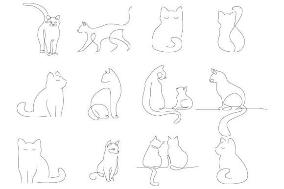 Download Cat Line Art Collection - Line Collection