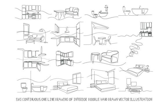 Download Continuous One Line Drawing of Interior - Line Collection