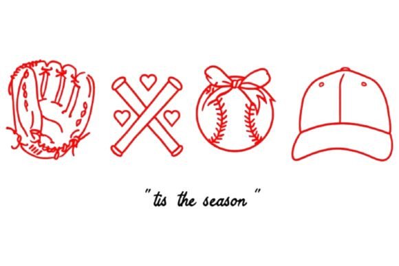 Download Red Line Art Baseball on Black - Line Collection