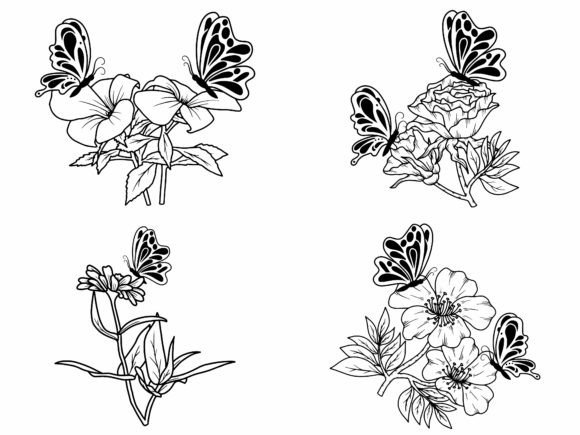 Download Butterfly Flower Line Art - Line Collection