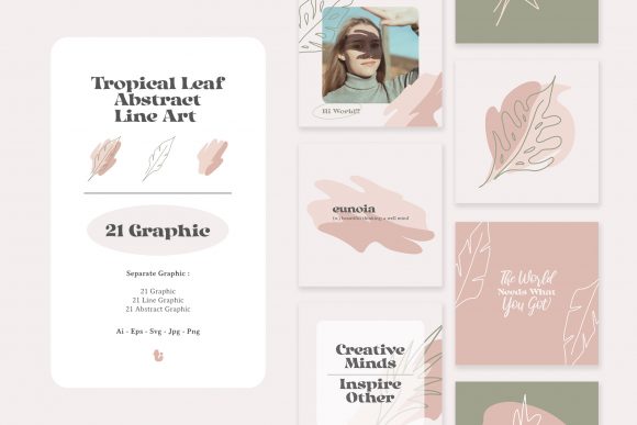 Download Tropical Leaf Abstract Line Art - Terae - Line Collection