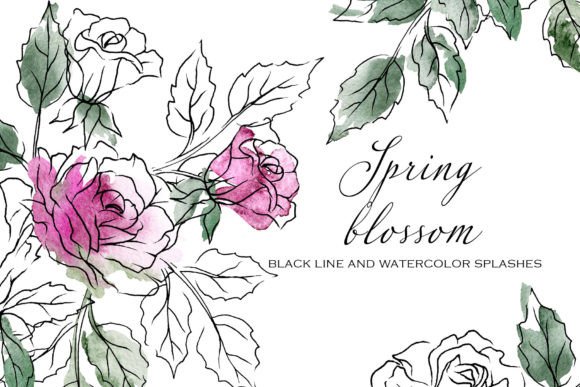 Download Black Line Flowers Roses. - Line Collection