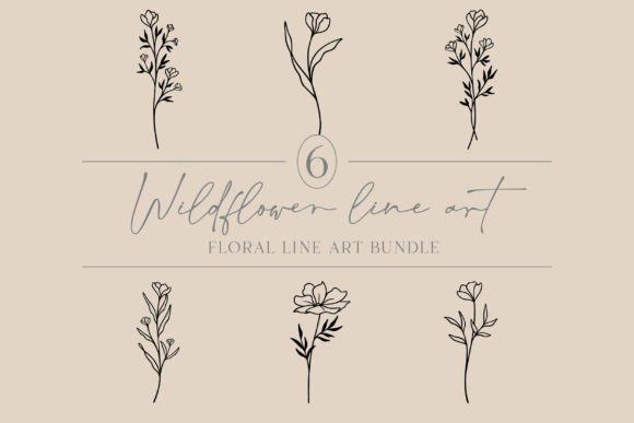 Download Flower Line Art Bundle | Elegant Florals - Line Collection