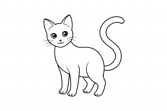 Download Cute Cat Line Art Illustration - Line Collection