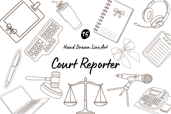 Download 15 Court Reporter Line Art Clipart - Line Collection