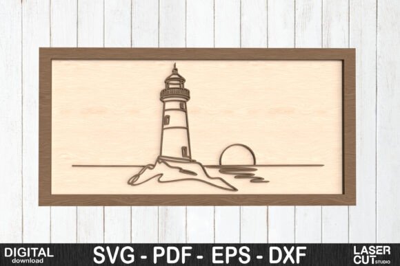 Download Lighthouse Sunset Line Art SVG - Line Collection