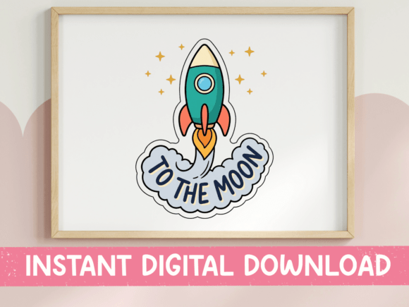 Download To the Moon Rocket Ship Sticker - Premium Resources