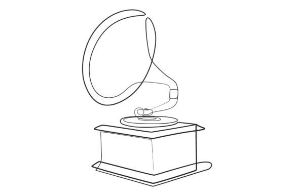 Download Gramophone Line Artwork Continuous Linear - Line Collection
