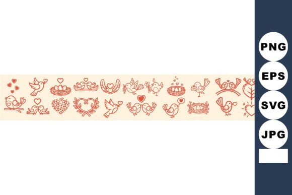 Download Red Line Art Whimsical Birds - Line Collection