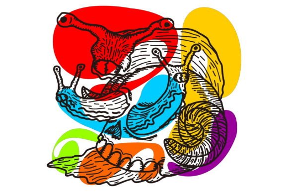 Download 3 Head Snail with Skull Shell Line Art - Line Collection