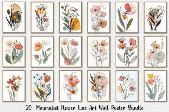 Download Minimalist Flower Line Art Wall Posters - Line Collection