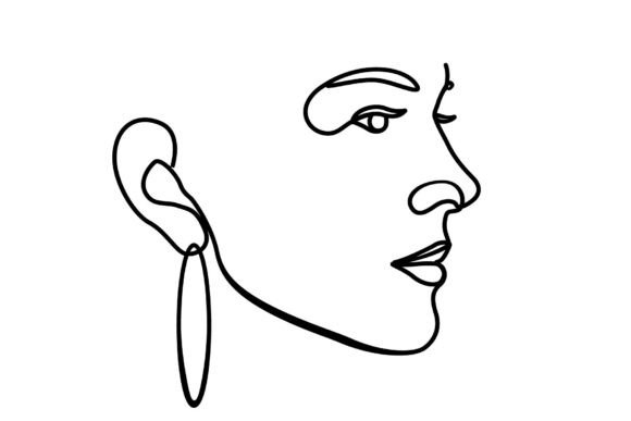 Download Woman Face Hoop Earring One Line SVG - Line Collection