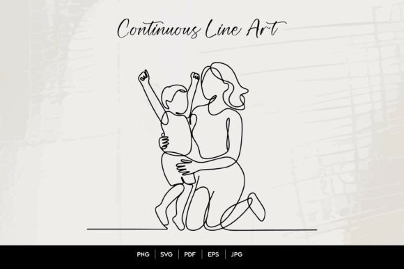 Download Continuous Line Mother and Child - Line Collection