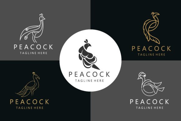 Download Peacock Logo with Line Art Concept - Line Collection