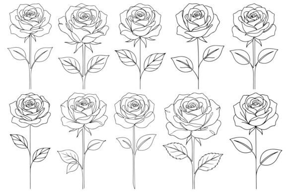 Download Simple Linework Rose Stem Tattoo Bundle - Line Collection