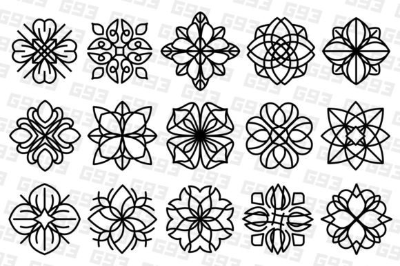 Download Ornamental Line Art Flowers - Line Collection