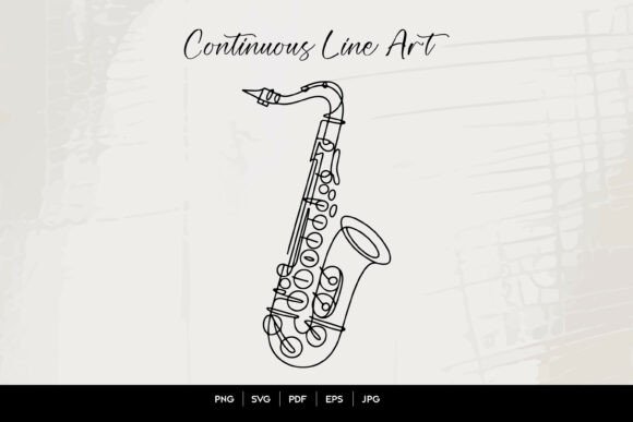 Download Saxophone Continuous Line Art - Line Collection