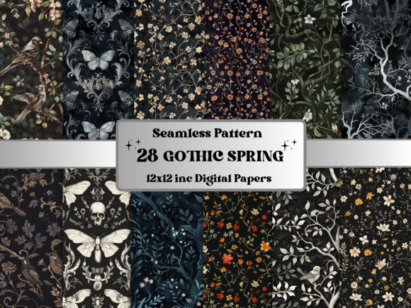 Download Seamless Gothic Spring Pattern Paper - Spring pattern Collection