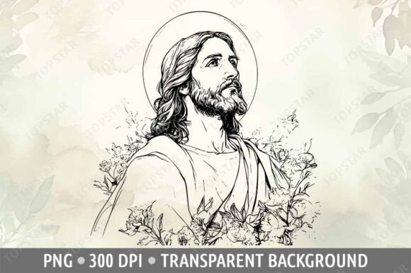 Download Jesus Christ Face Head Line Art Drawing - Line Collection