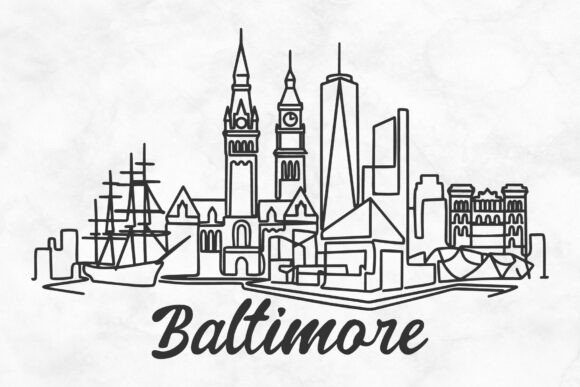 Download Baltimore Skyline Minimalism Drawing - Line Collection
