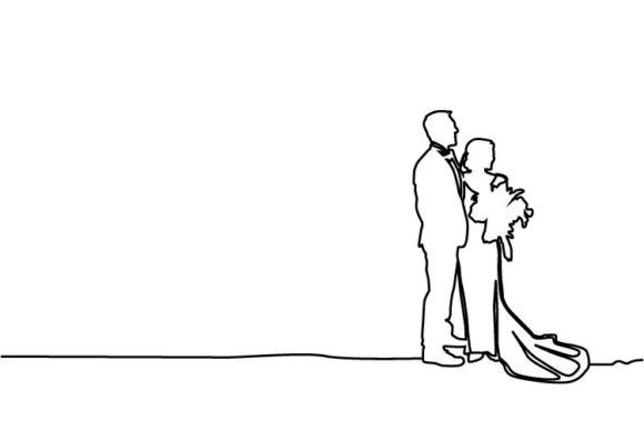 Download Abstract Line Art Couple Wedding Design - Line Collection