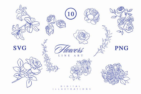Download Botanical Line Art Flowers - Line Collection