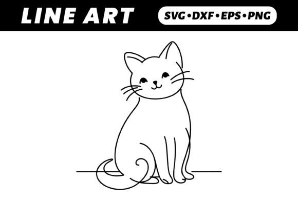 Download Cute Cartoon Cat Line Art Illustration - Line Collection