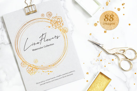 Download Little Line Flowers  Shimmer - Line Collection