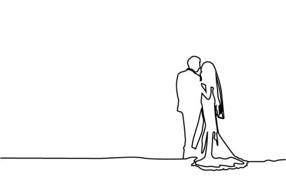 Download Abstract Line Art Couple Wedding Design - Line Collection