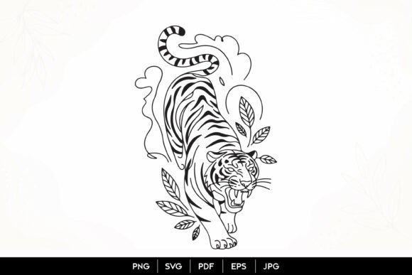Download Roaring Tiger Line Art SVG - Line Collection